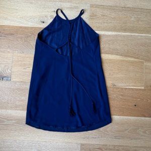 High Neck Navy Blue Slip Dress